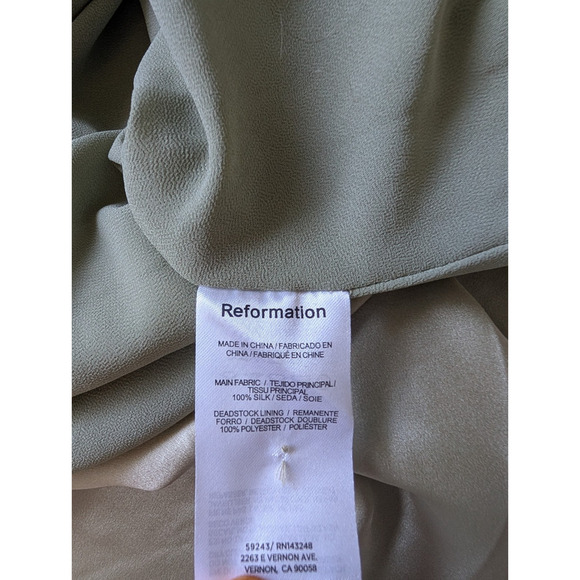 NWD Reformation Niamh Silk Dress Size 8 Dried Herbs Open Back #4B501 - Picture 15 of 16